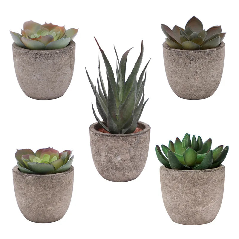 Mini Artificial Aloe Plants - Small Fake Plant Accents for Office and Home