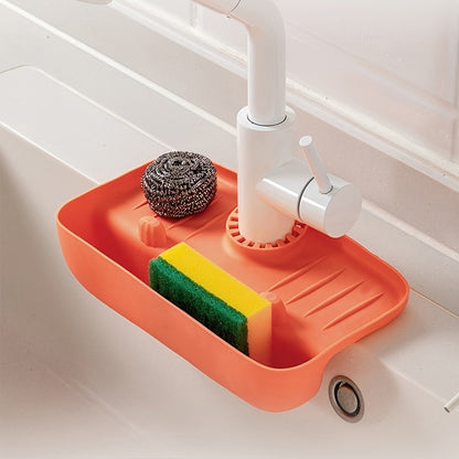 Splash Guard For Kitchen Sink Faucet Holds Dish Sponges