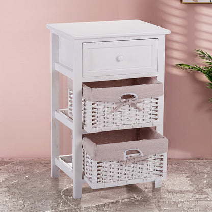 One Drawer Nightstand with Two Removable Baskets, Bathroom Storage or Bedroom