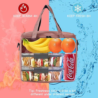 Insulated Lunch Bag For Men/Women; Reusable Large Lunch Cooler Box Tote