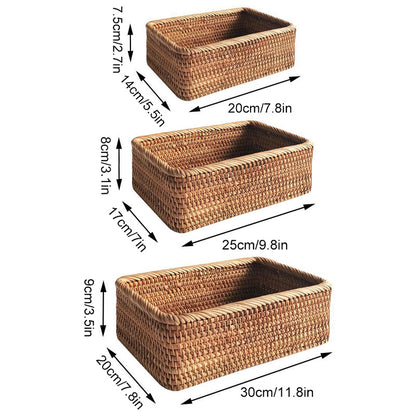 3pcs Hand-Woven Rattan Wicker Basket for Storage