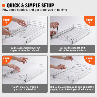 11"W x 21"D Pull Out Cabinet Organizer for Under Sink