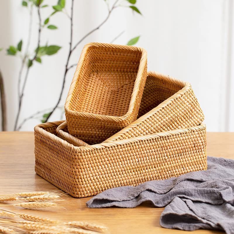 3pcs Hand-Woven Rattan Wicker Basket for Storage