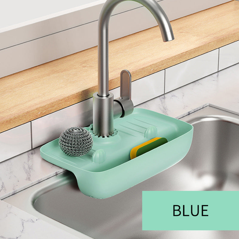 Splash Guard For Kitchen Sink Faucet Holds Dish Sponges