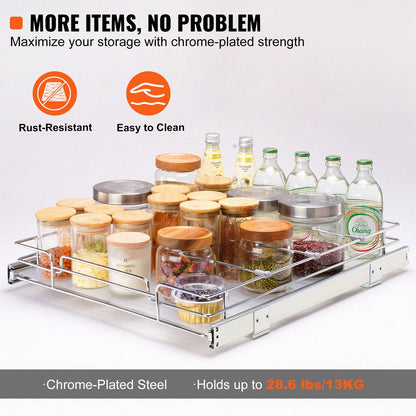 20"W x 21"D Sliding Cabinet Organizer, Heavy Duty Slide Out Pantry Shelves