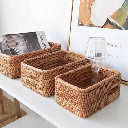 3pcs Hand-Woven Rattan Wicker Basket for Storage