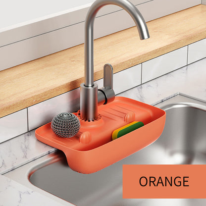 Splash Guard For Kitchen Sink Faucet Holds Dish Sponges