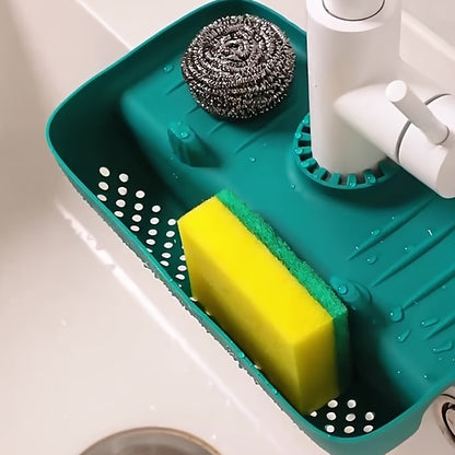 Splash Guard For Kitchen Sink Faucet Holds Dish Sponges